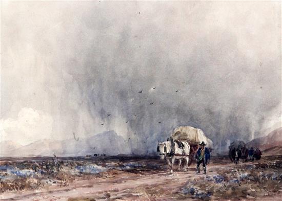 David Cox (1809-1885) Cart horses in the rain, 6.5 x 9.5in.